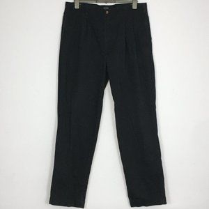 Vintage Dockers Mens W38 L34 Black Pleated Gabardine Relaxed Wrinkle Free Khakis